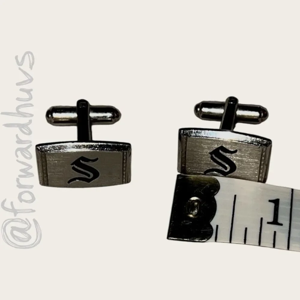 Vintage Silver Tone Monogram S Cufflinks